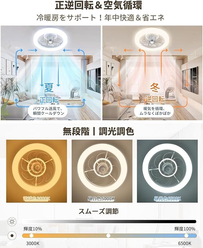 シーリングファン 扇風機 サーキュレーター APP/リモコン遠隔操作DCモーター