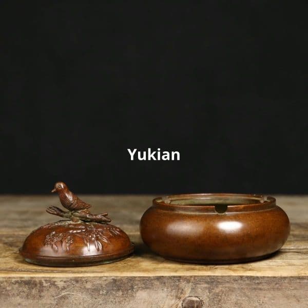 銅細工 蓋付灰皿 筆洗 書道具 文房具 書道具 文房具