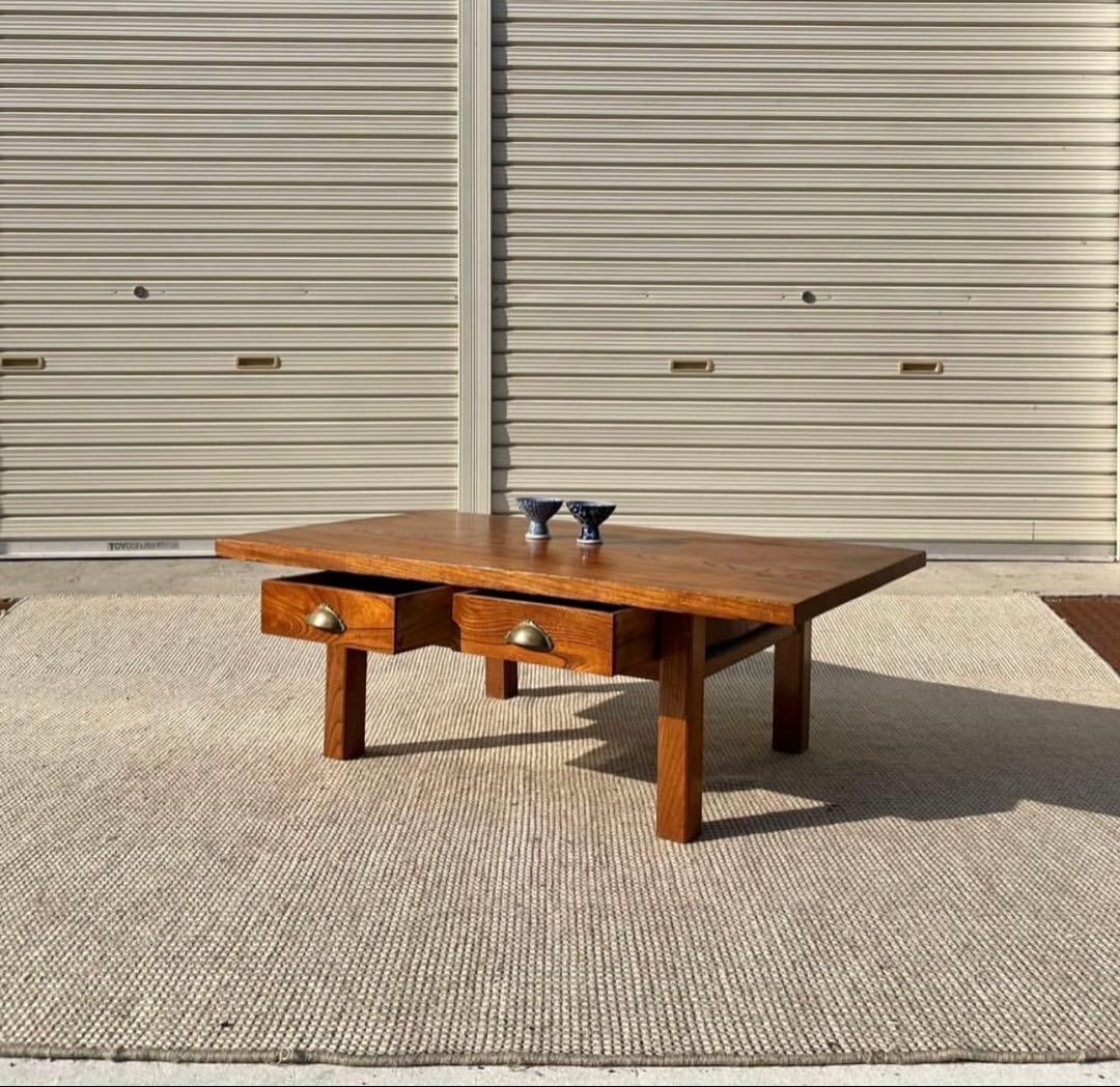 欅一枚板の文机／ローテーブル