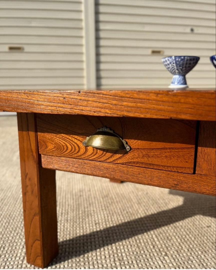 欅一枚板の文机／ローテーブル