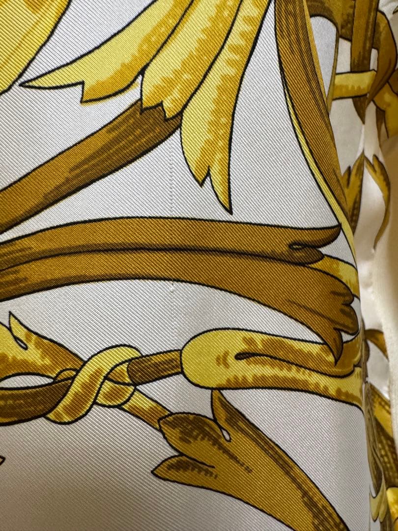 HERMES エルメス シルクスカーフポロシャツ Mサイズ クリーニング済 白