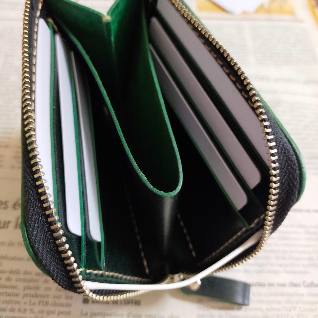 L字ファスナーウォレット　ルガトショルダー　グリーン
