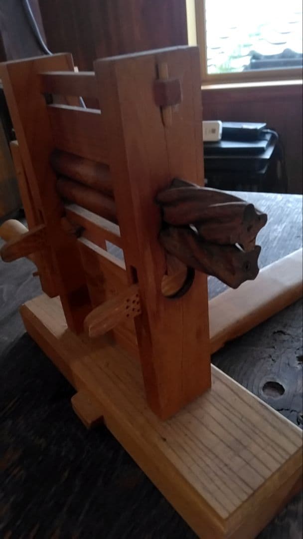 木製わたくり機　鴨川和綿農園製