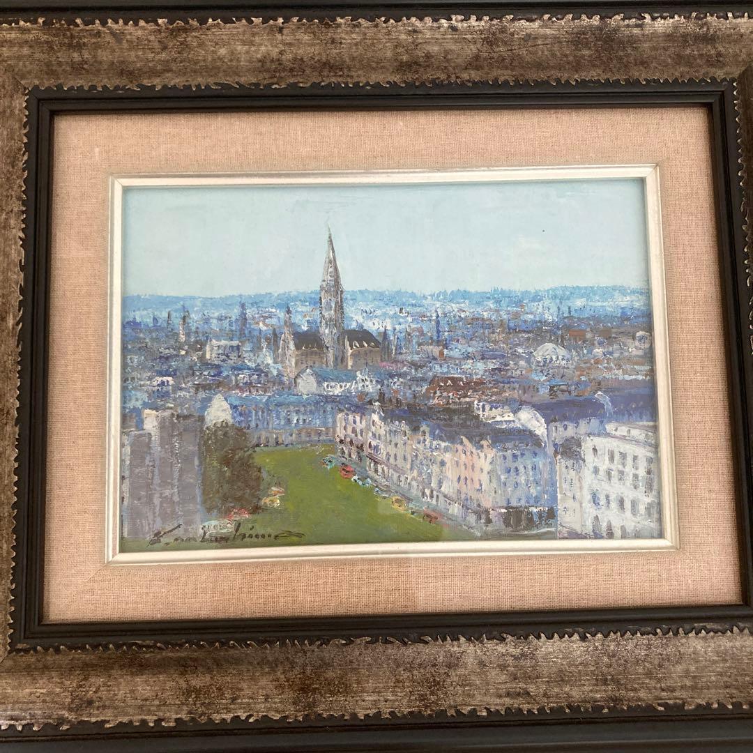 【中島晃次】油絵　ベルギー首都　ブリュッセル　中島晃次　風景画　美術品