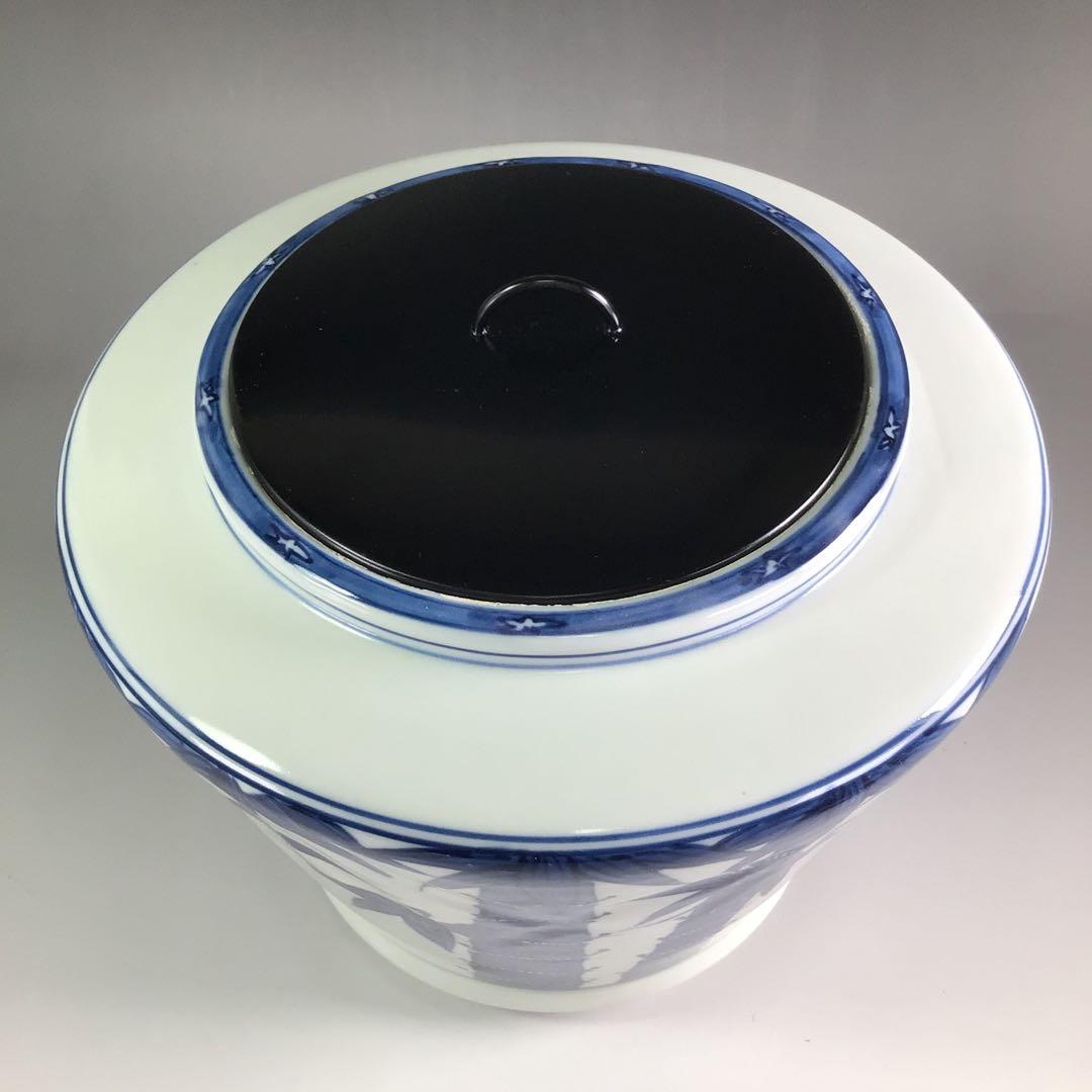 Ｒ２３６　水指　『平安　青峰造』『染付竹絵』『青華水指』　共箱　茶道具