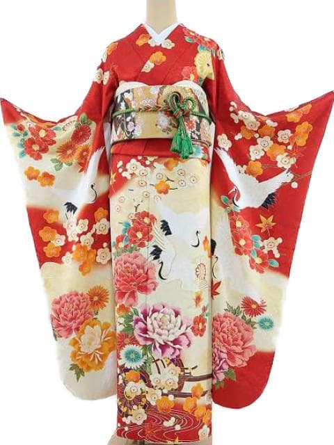正絹 金駒刺繡 トールサイズ“最高の笑顔を花開く牡丹や鶴♪”振袖 成人式F-97