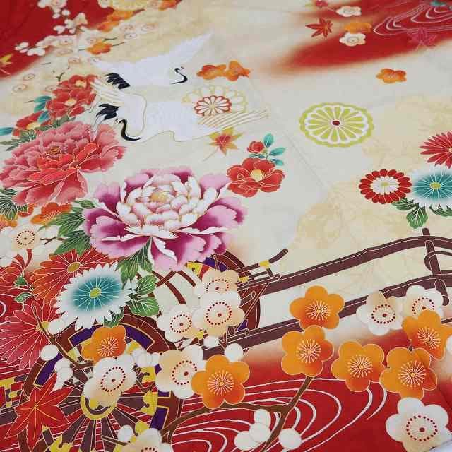 正絹 金駒刺繡 トールサイズ“最高の笑顔を花開く牡丹や鶴♪”振袖 成人式F-97