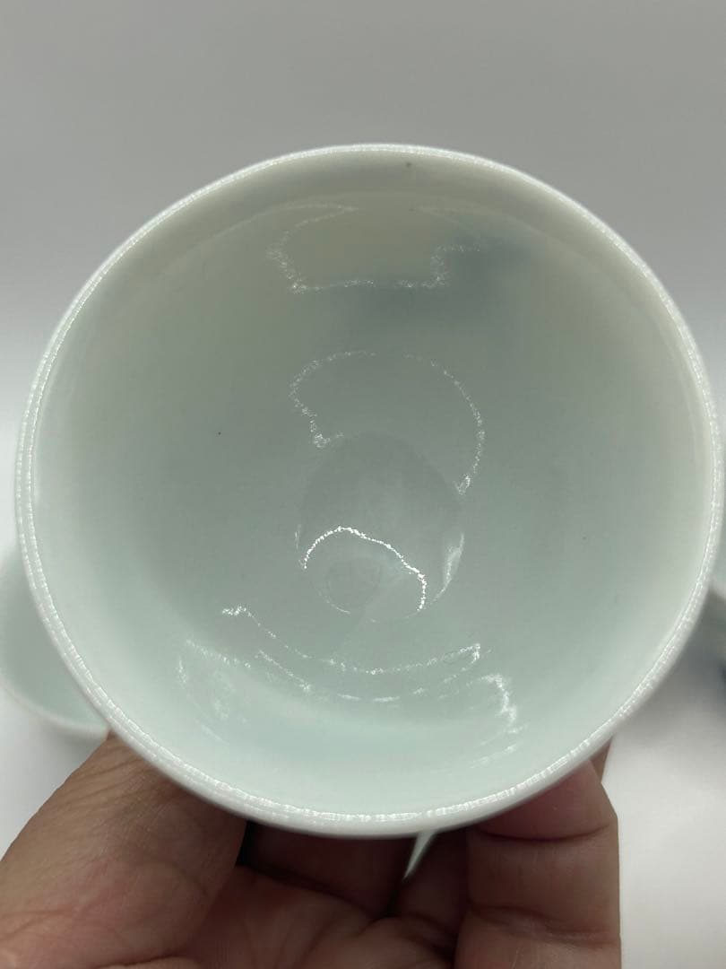 時代　京焼　栄山作　染付馬紋湯呑み7点　煎茶器　送料込み0831