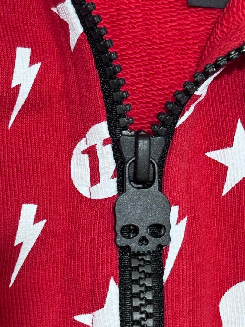 【正規品】HYDROGEN レッド スカル 星 プリント パーカー XL