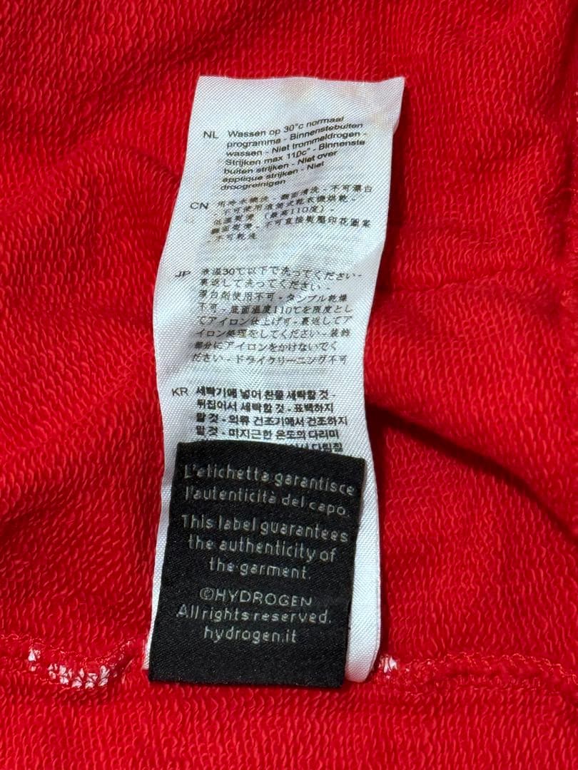 【正規品】HYDROGEN レッド スカル 星 プリント パーカー XL