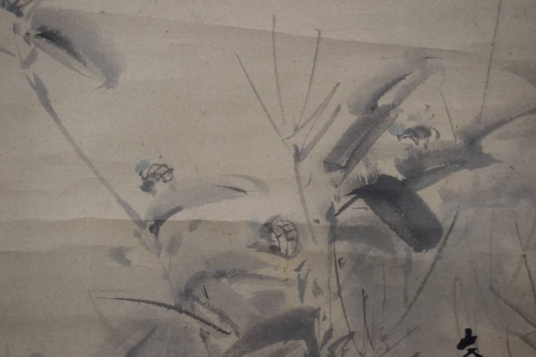 【真作】塩川文麟/月下秋草図/掛軸☆宝船☆Y-447　JM