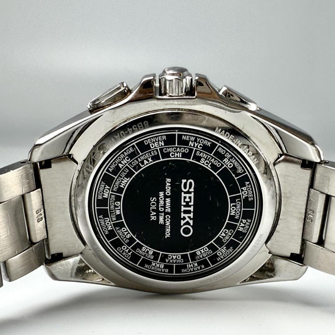 【稼働】セイコー 腕時計 ブライツ 電波ソーラー ブラック 8B54-0AW0