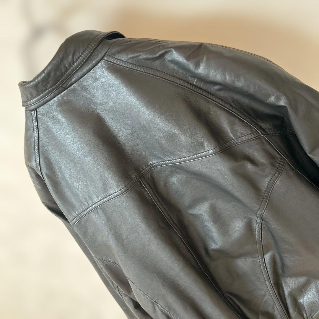 古着　上質　革ジャン　リアルレザージャケット　光沢　牛革　ライダースジャケット