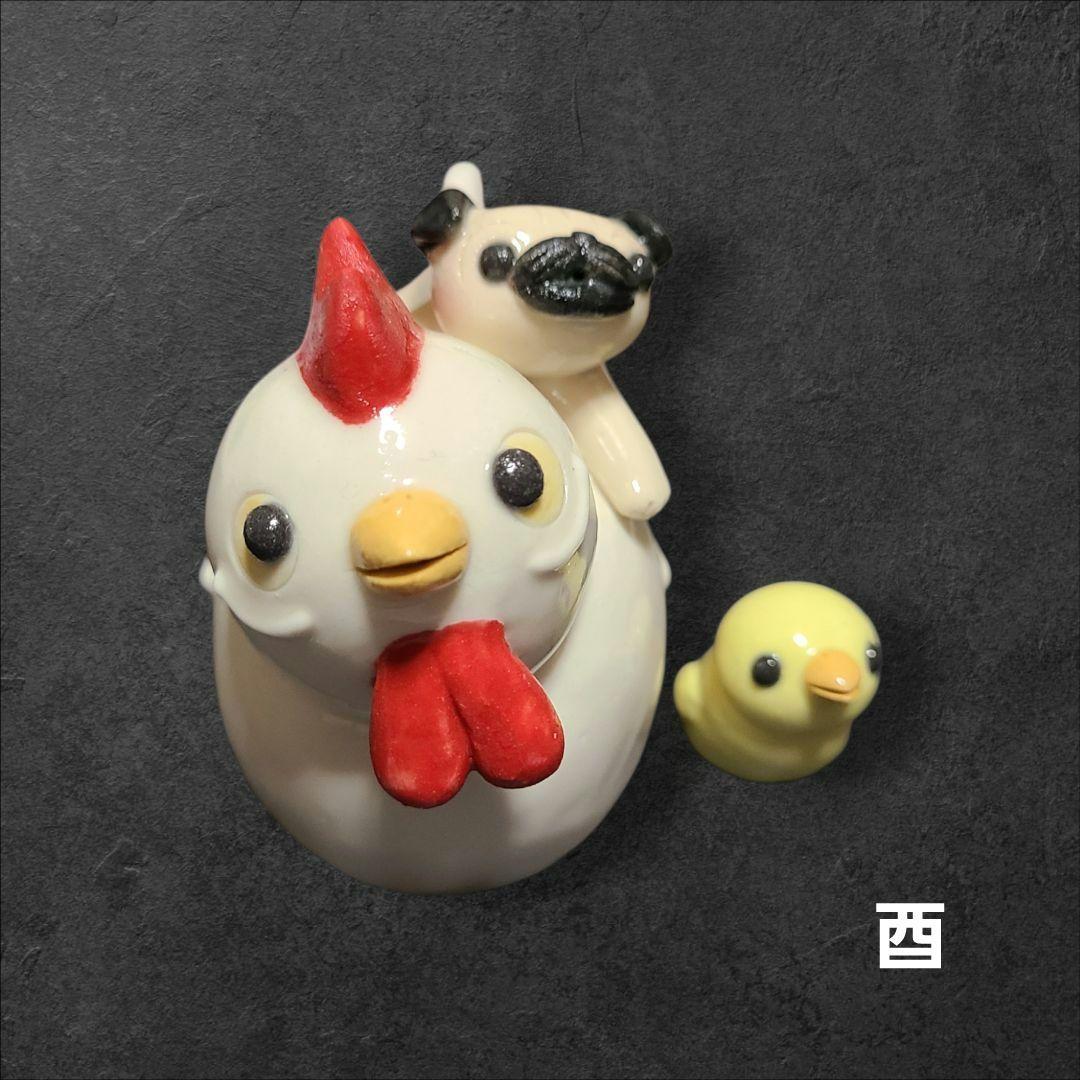 陶器干支置物 パグ置物 6体セット 未 申 酉 卯 巳 寅　台付き　正月