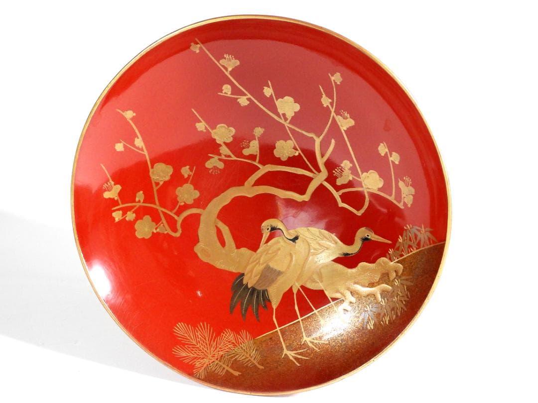 九段盃 酒器 天然木 漆塗り 金蒔絵 松竹梅 亀鶴紋 漆芸