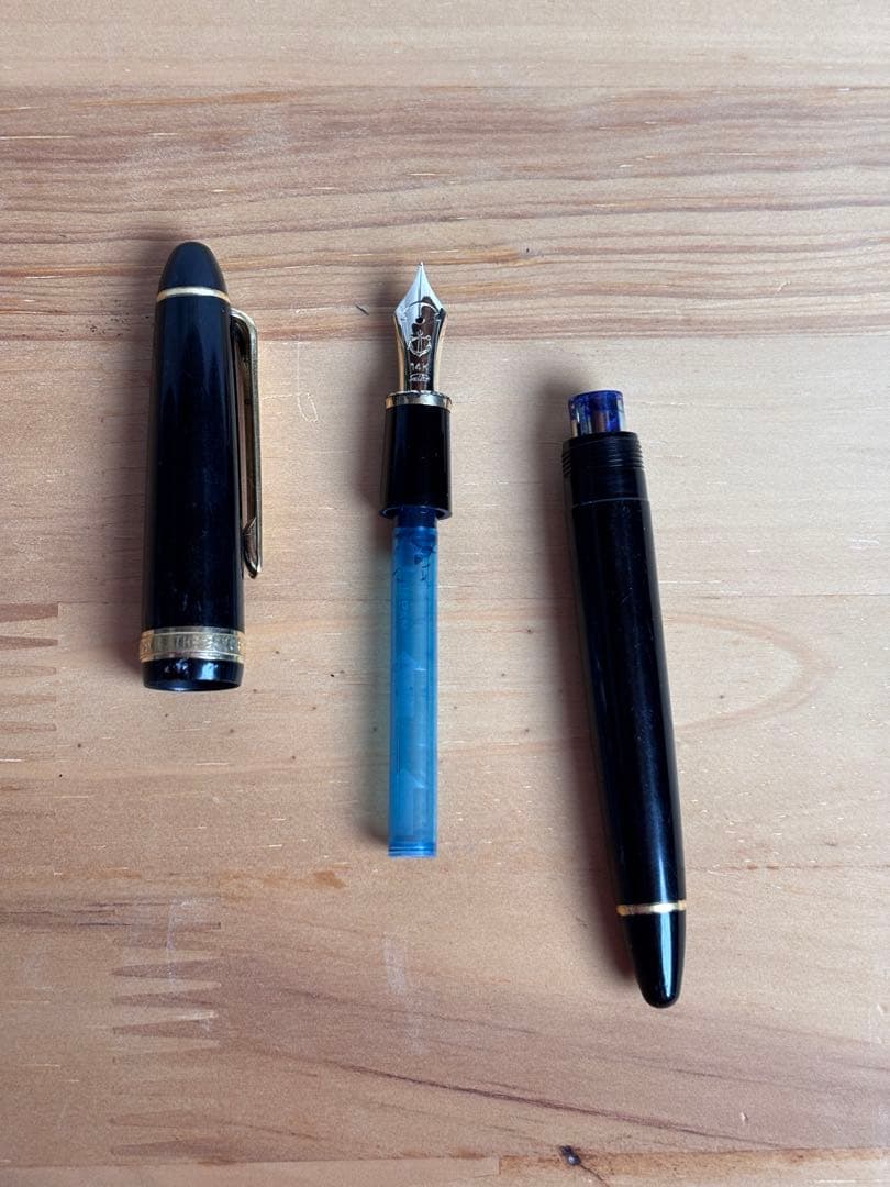 【美品】セーラー万年筆 14Kペン先 コンバーター付 ブラック ゴールド