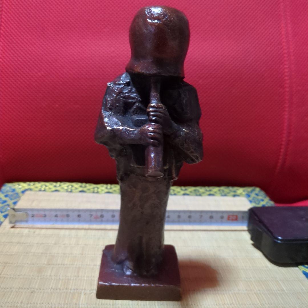 高岡銅器製尺八虚無僧像 約18センチ