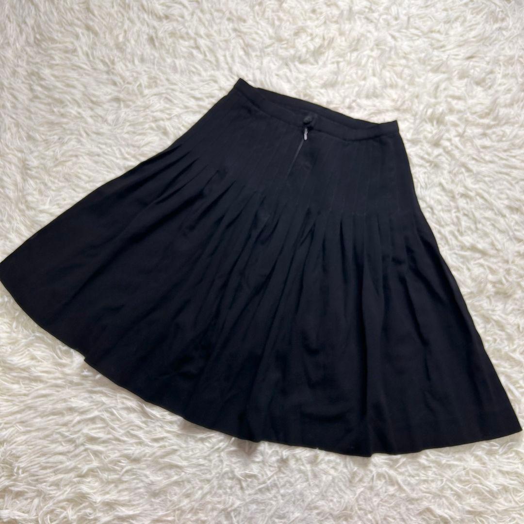 【美品】 CHANEL シャネル ココマーク プリーツ スカート ブラック 40