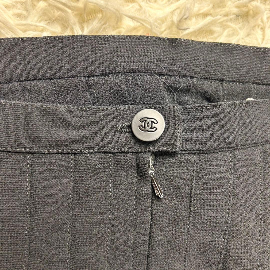【美品】 CHANEL シャネル ココマーク プリーツ スカート ブラック 40