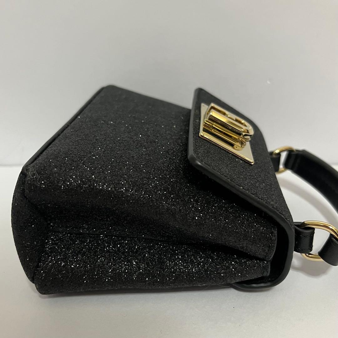 極美品✨フルラ　1927 2way ショルダーバッグ　ミニバッグ　グリッター　黒