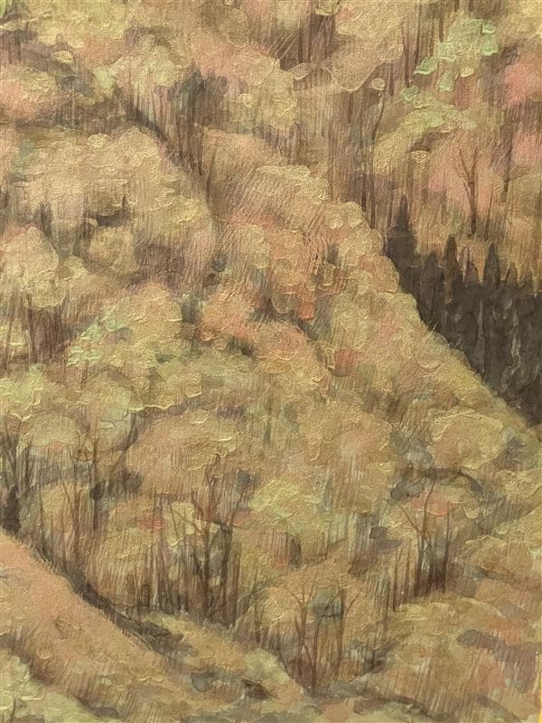 「真作」木下弘勝「芽生きの頃」風景画　油彩画　額装　サイン有り　P10号