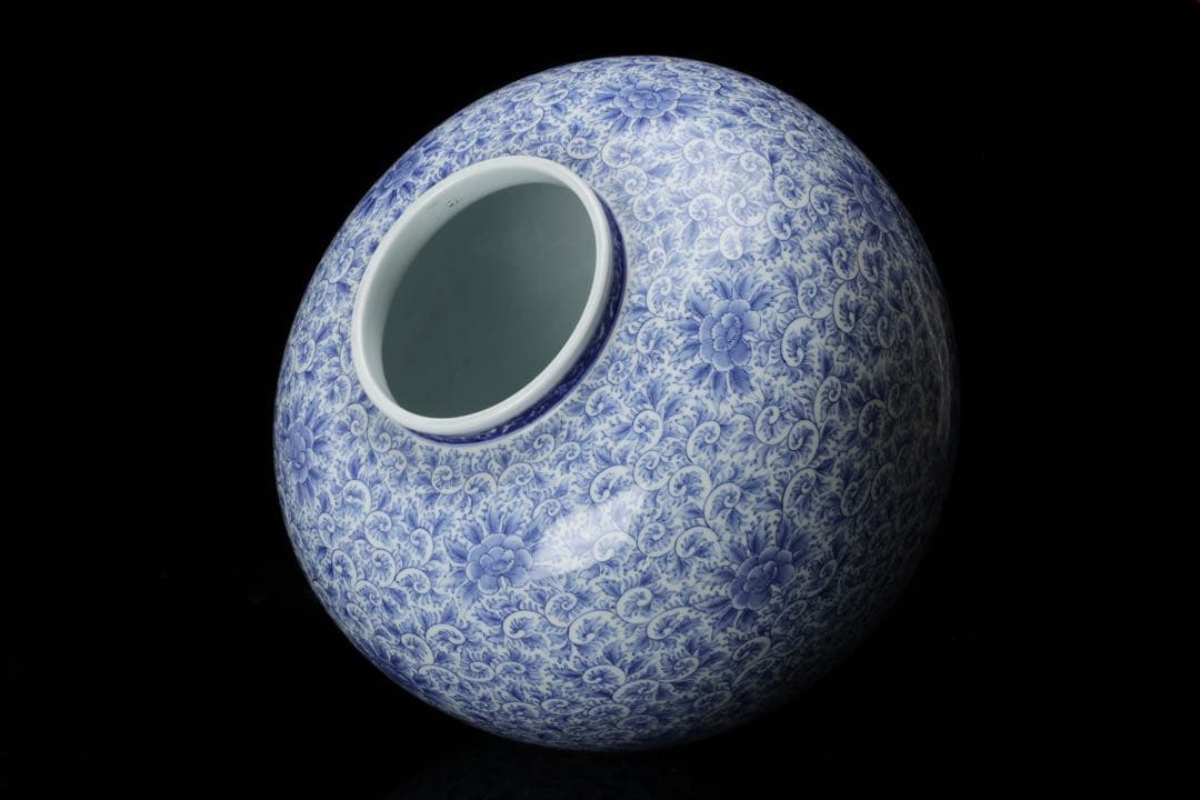 古伊万里 染付唐草文壺 高さ34cm 花瓶 大壺 花器 花入 古美術品 骨董品