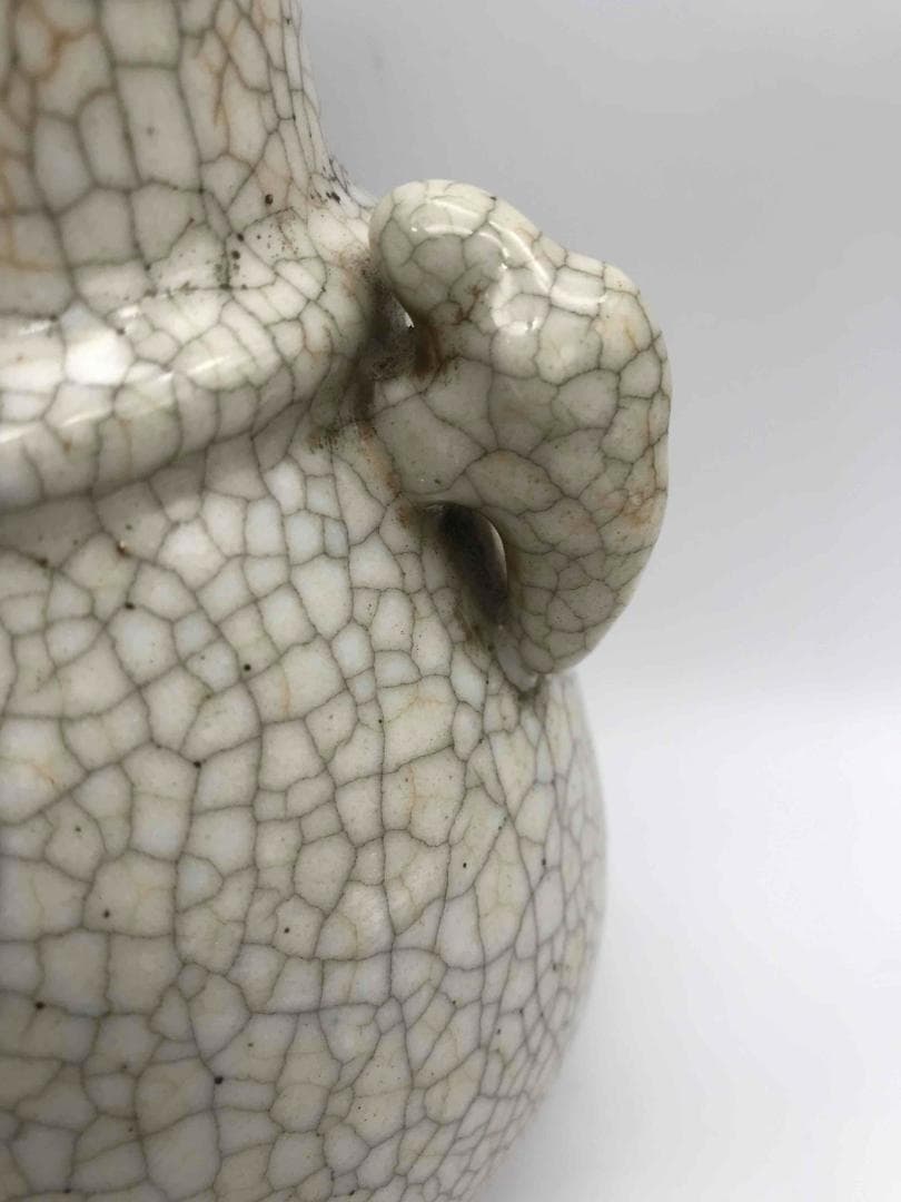 清乾隆時代　哥窯双象耳貫耳壶 【旧家蔵出し】 唐物　古賞物(A-60)