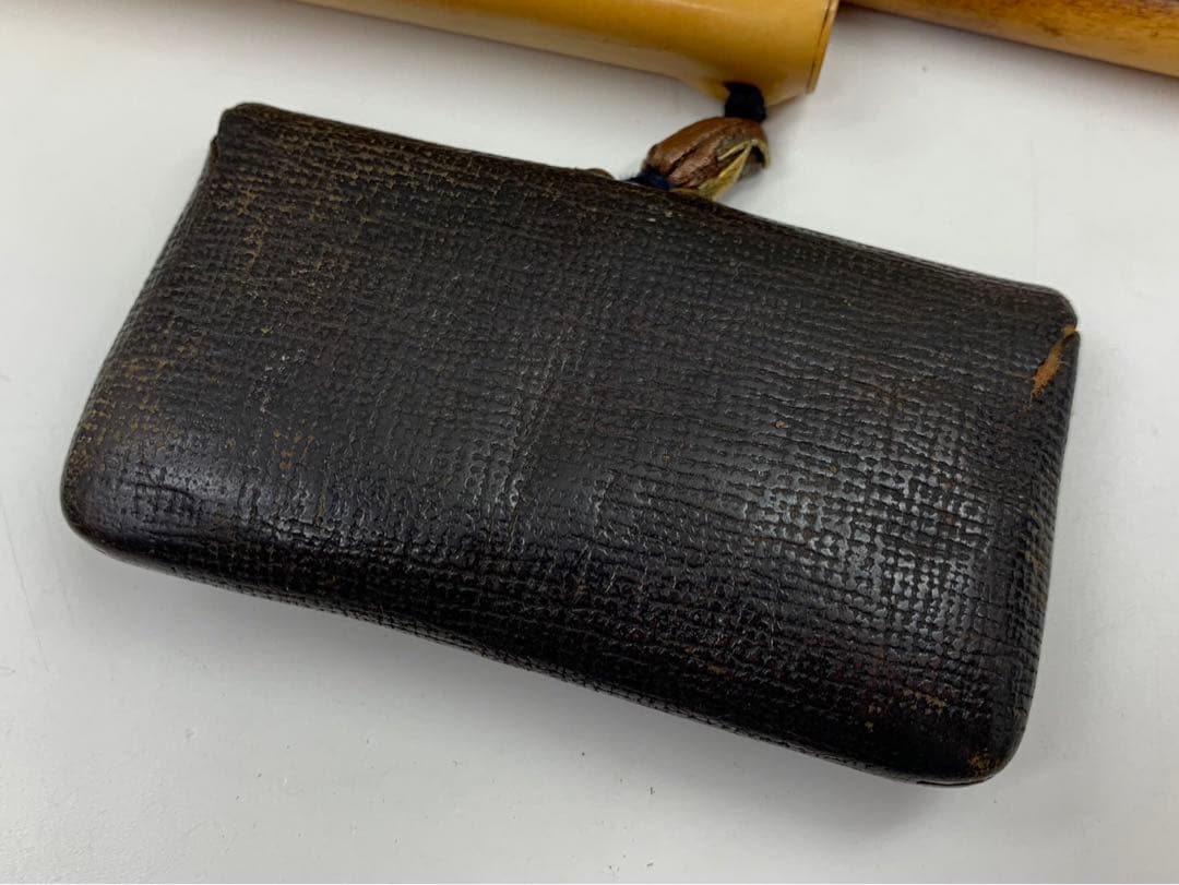 時代物 煙管 キセル 純銀 鳥山水図 煙草入れ たばこ入れ 鴨 緒締 銅地金象嵌