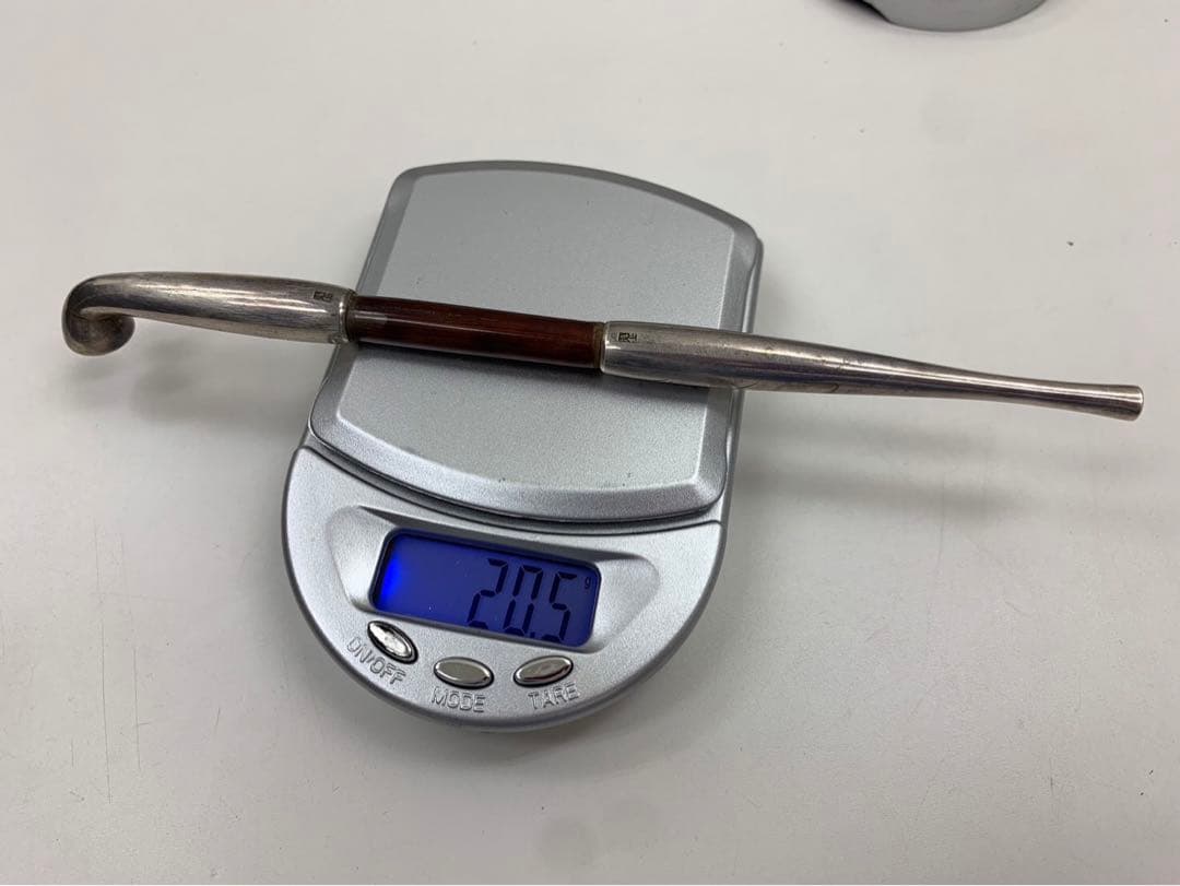 時代物 煙管 キセル 純銀 鳥山水図 煙草入れ たばこ入れ 鴨 緒締 銅地金象嵌