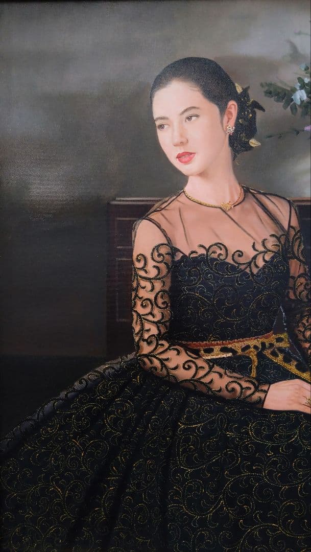 人見友紀　伝説の逃亡画家　油彩画　油絵　12号　グレースケリー