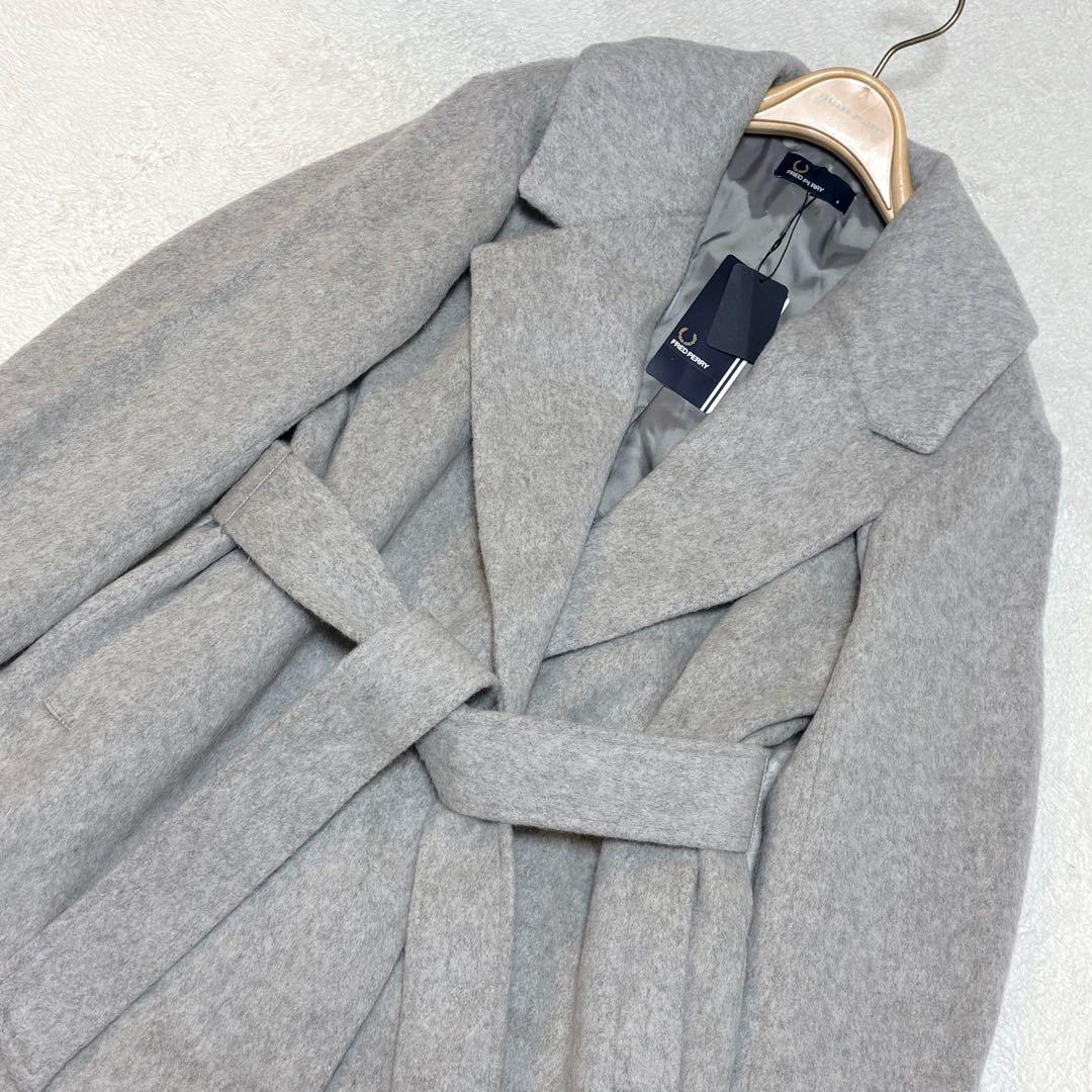 【タグ付新品】フレッドペリー ウールモッサ ベルト付きチェスターコート グレー