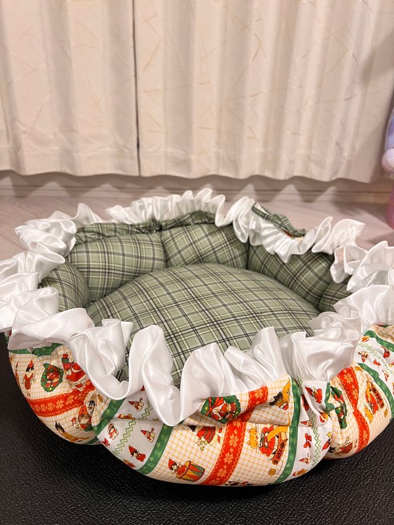 撮影道具 インテリア小物 花柄猫犬ベッド DIY 厚手