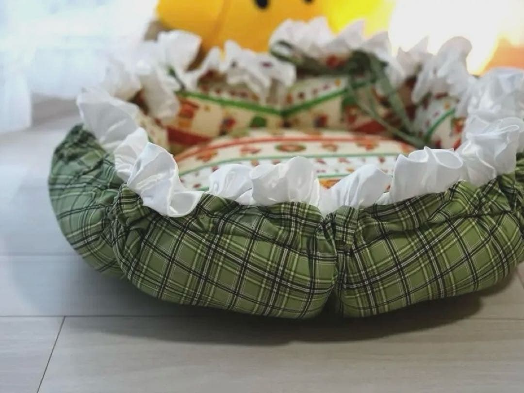 撮影道具 インテリア小物 花柄猫犬ベッド DIY 厚手