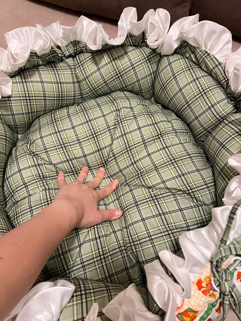 撮影道具 インテリア小物 花柄猫犬ベッド DIY 厚手