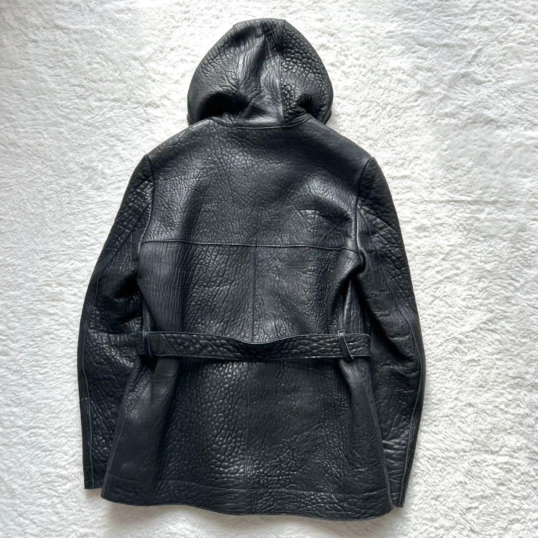 【美品】EMPORIO ARMANI羊革 黒タグ フード ベルト付き レザー44