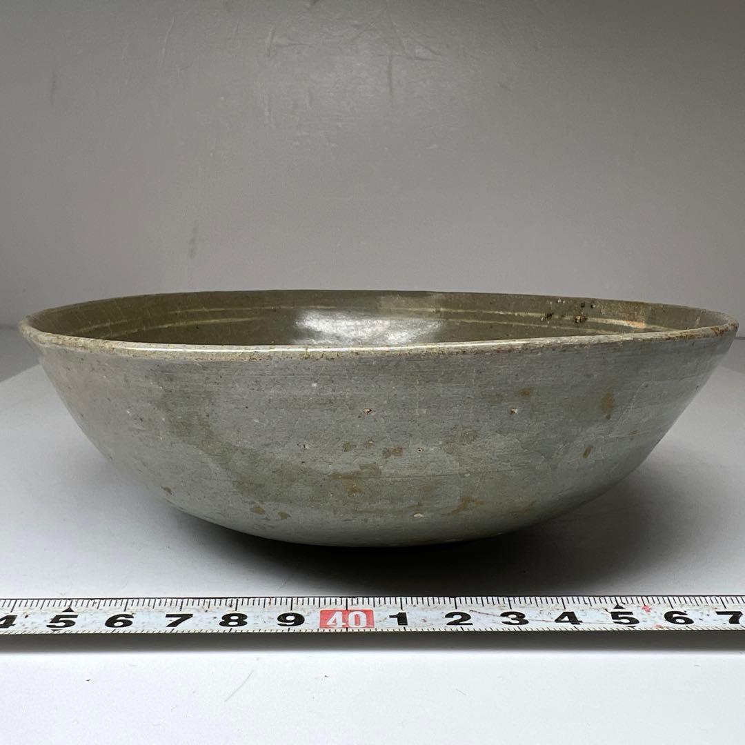 16世紀　高麗青磁白泥象嵌　鉢　直径17㎝　トヒト　本な7-0608☆1F