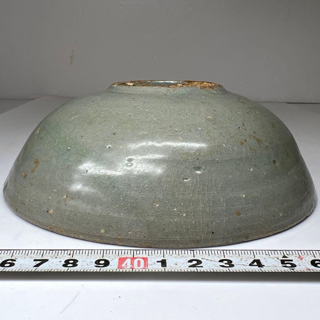 16世紀　高麗青磁白泥象嵌　鉢　直径17㎝　トヒト　本な7-0608☆1F