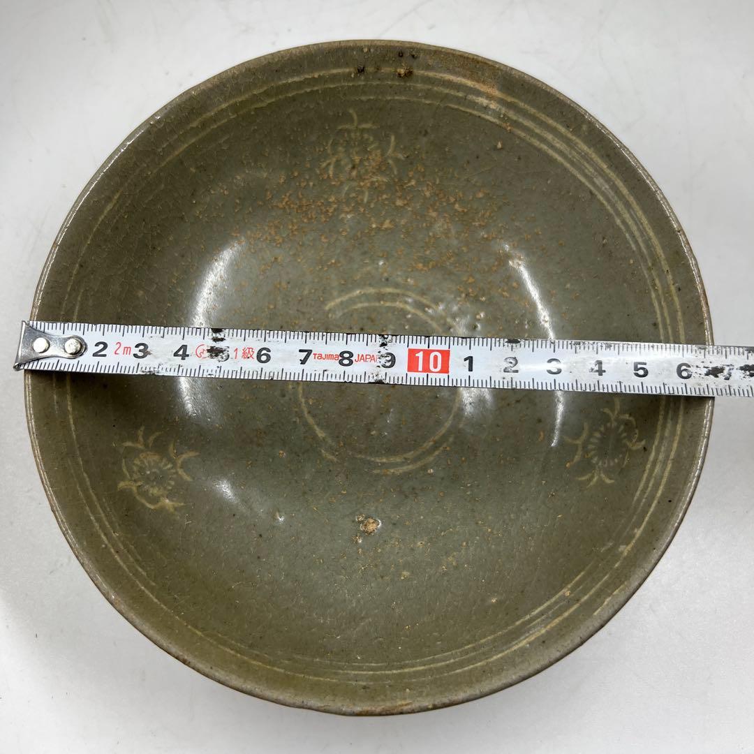 16世紀　高麗青磁白泥象嵌　鉢　直径17㎝　トヒト　本な7-0608☆1F
