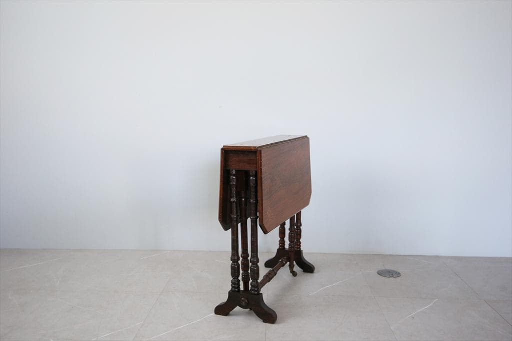 英国アンティーク木製ゲートレッグテーブル/ダイニング机/バタフライ(89-226