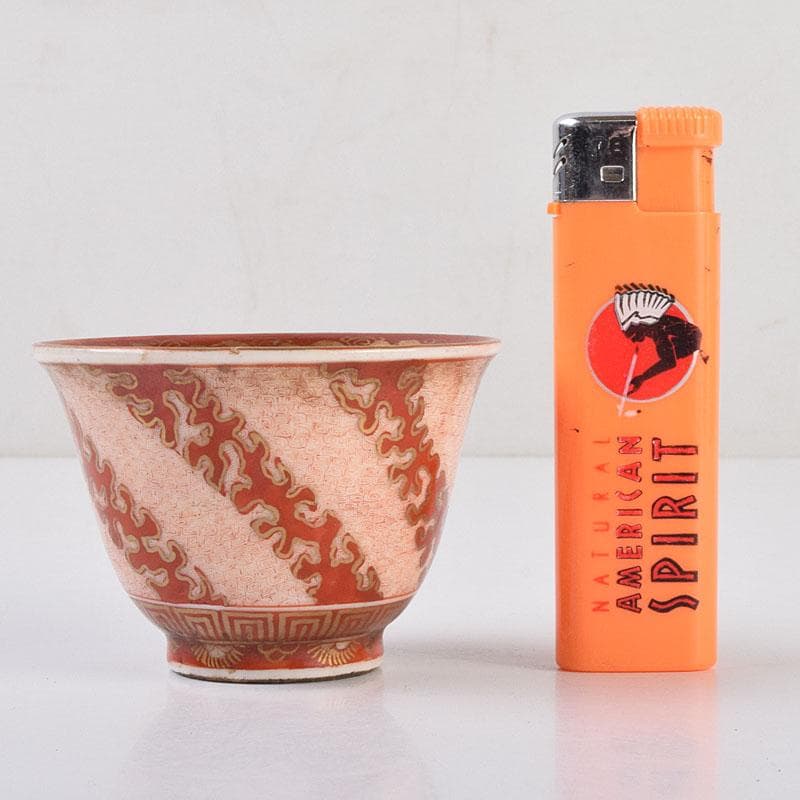 九谷焼　九谷製　赤絵金彩　煎茶碗　盃　四客　V　R9177