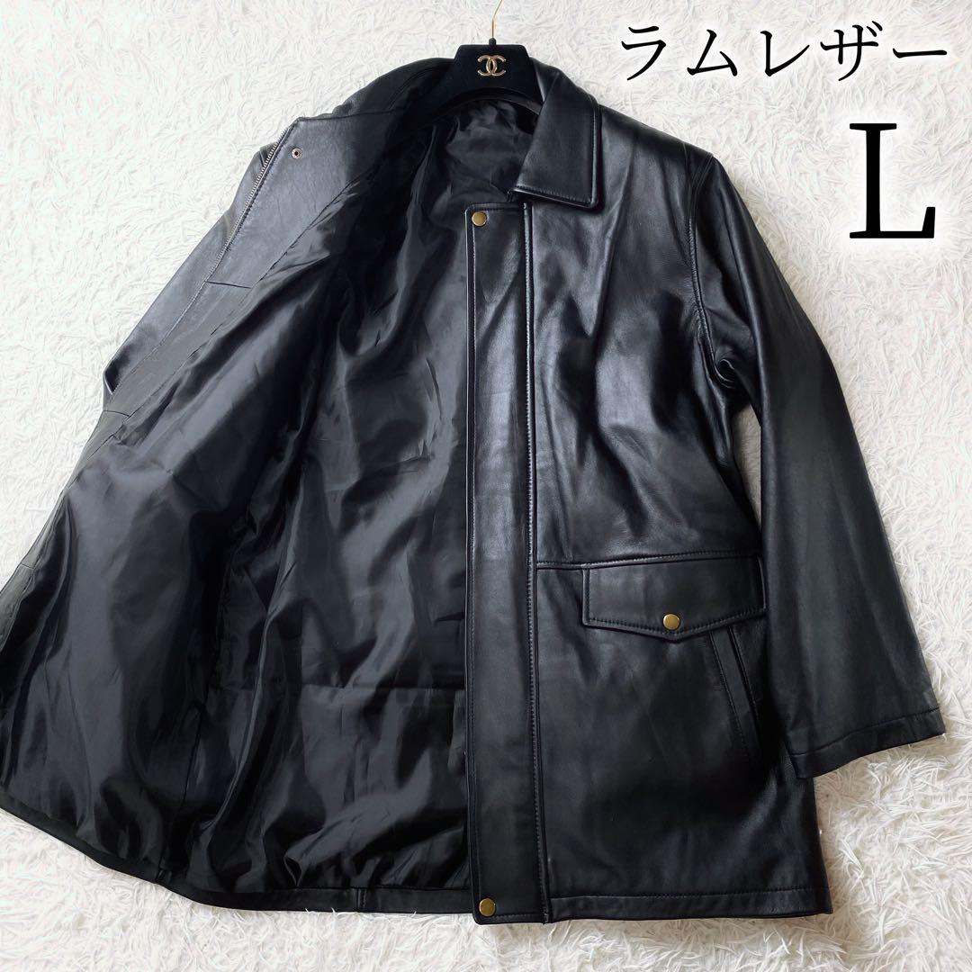 値下げ中4 VINTAGE ラムレザー ビッグ フィールドジャケット 羊革 黒