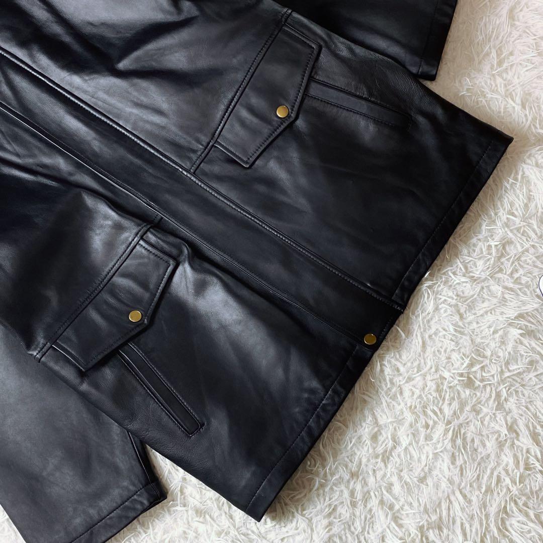 値下げ中4 VINTAGE ラムレザー ビッグ フィールドジャケット 羊革 黒