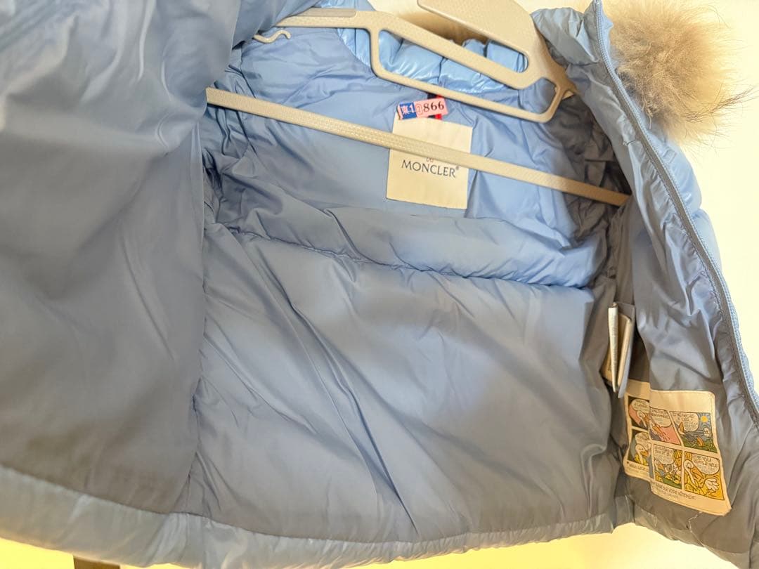 【美品】モンクレール　ファー付きダウン2Y (90-100cm)ライトブルー