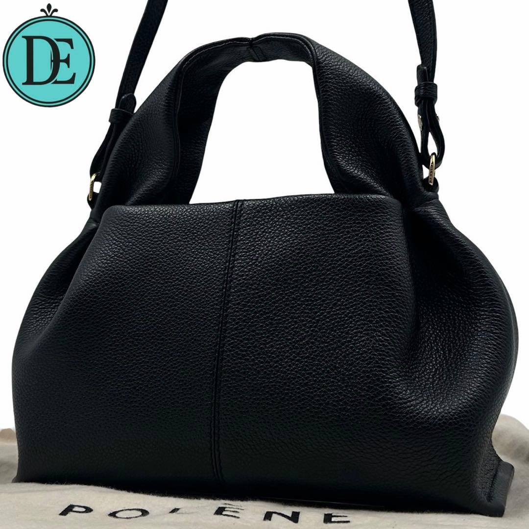 美品 POLENE Numéro Neuf ハンドバッグ 2way レザー 黒