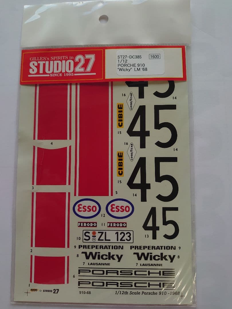 タミヤ1/12ポルシェ910カレラ10、スタジオ27 WickyLM68デカール