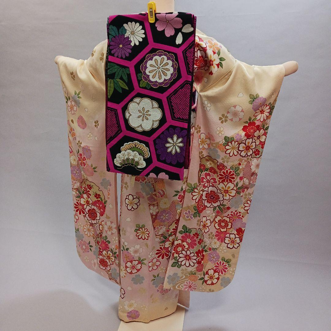 薄桃×薄黄　振袖フルセット　未使用品