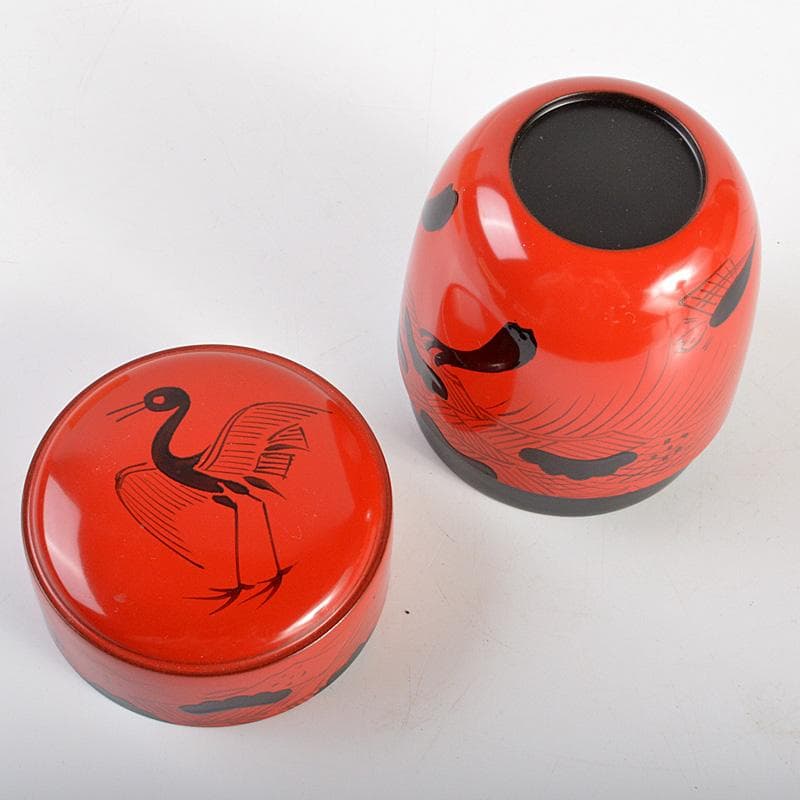 茶道具　塗師　龍斎作　朱塗　玄々斎好　曙棗　共箱　V　6214