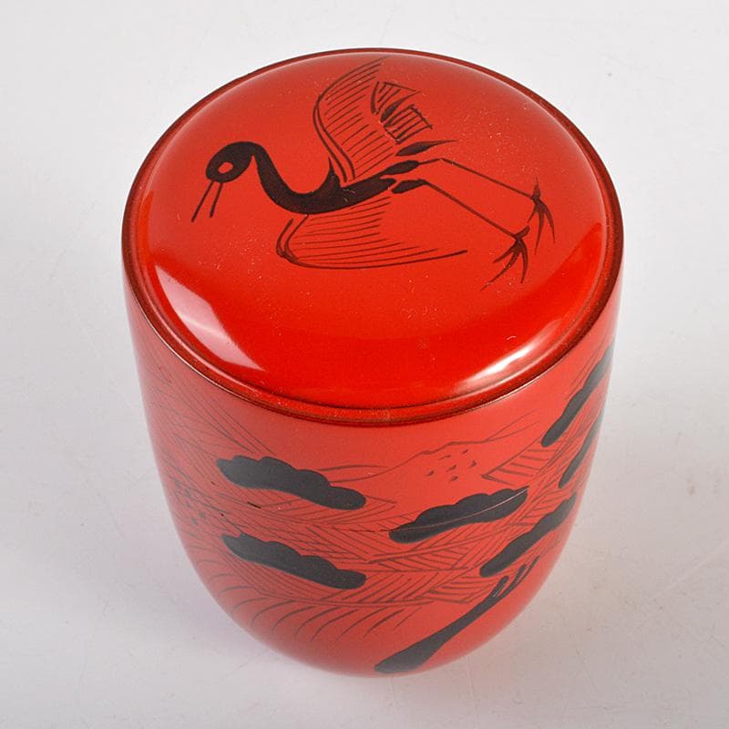 茶道具　塗師　龍斎作　朱塗　玄々斎好　曙棗　共箱　V　6214