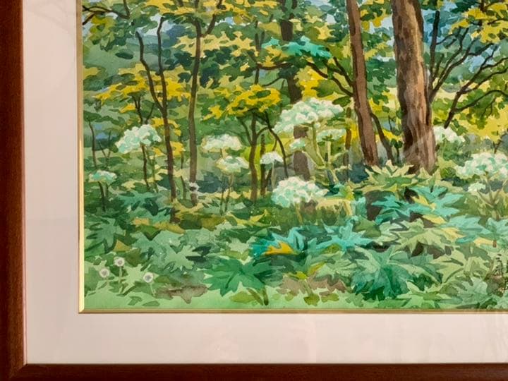 繁野三郎の8号肉筆水彩画「円山」(1979年作)【真作・新額装・美品】