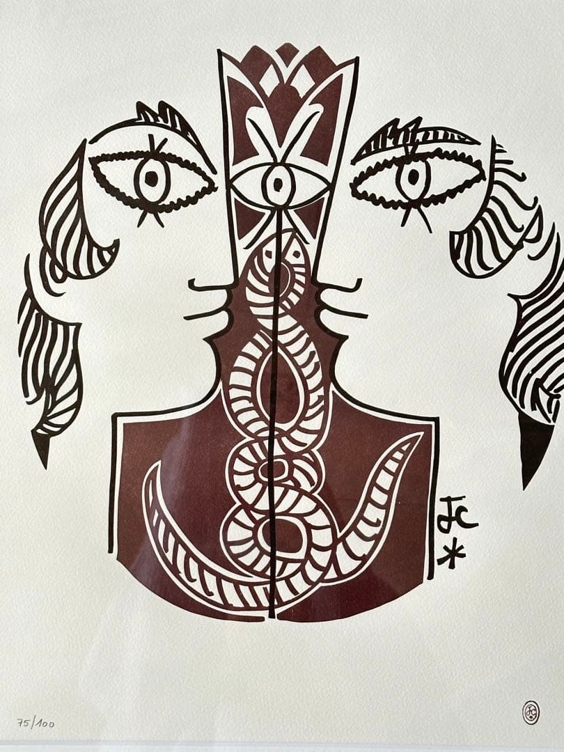 2209様感謝‼️真作ジャン・コクトー『都市伝説-恋人たち』鉛筆署名　降誕祭